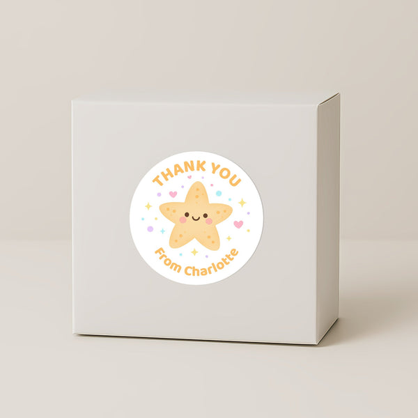 Under the Sea Thank You Stickers – Starfish Crab Jellyfish & Whale | Personalised Party Favour Labels