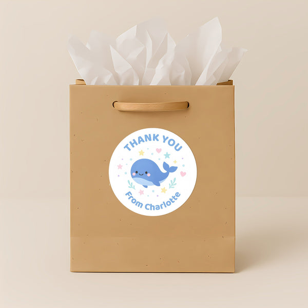 Under the Sea Thank You Stickers – Starfish Crab Jellyfish & Whale | Personalised Party Favour Labels