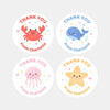 Under the Sea Thank You Stickers – Starfish, Crab, Jellyfish & Whale | Personalised Party Favour Labels - Sticksy Prints Australia