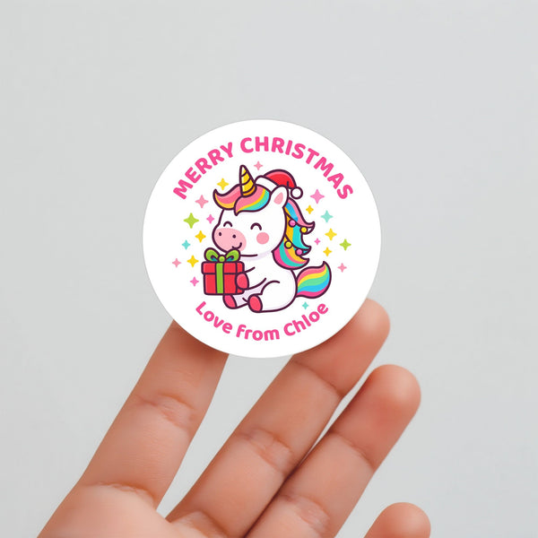 Unicorn Christmas Gift Stickers – Personalised Name Label