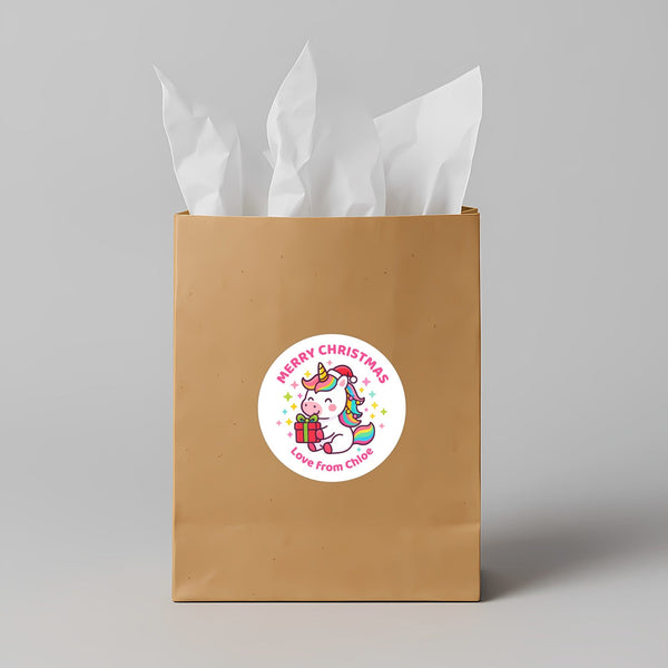 Unicorn Christmas Gift Stickers – Personalised Name Label
