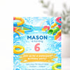 Waterpark Birthday Invitations | Personalised Pool Party Invites - Sticksy Prints Australia