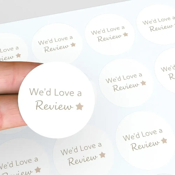 We’d Love a Review Stickers | Small Business Packaging Labels - Sticksy Prints Australia