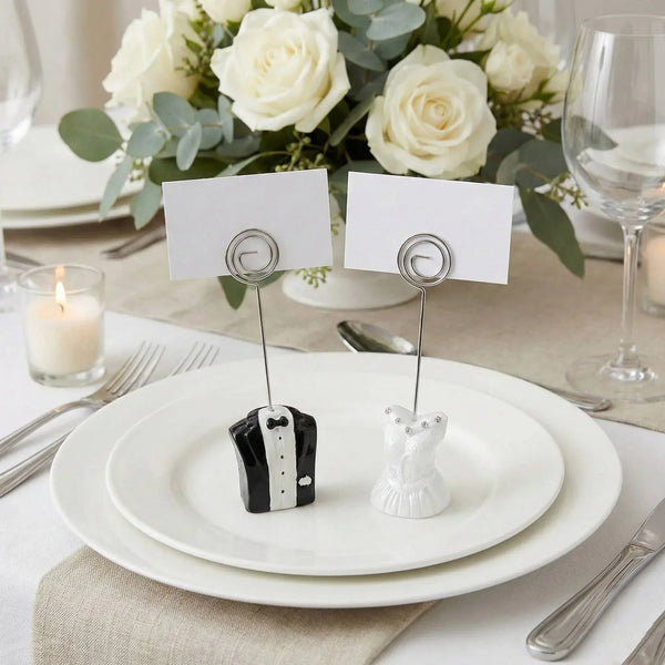 10 Pack of 5 Bride 5 Groom Wedding Name Card Place Stand - Wedding Table Decoration Bomboniere Favour Gift - Sticksy Prints Australia