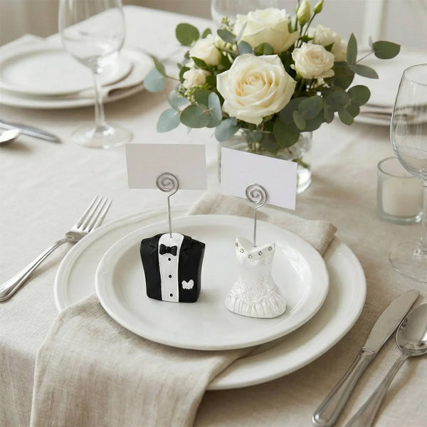 10 Pack of 5 Bride 5 Groom Wedding Name Card Place Stand - Wedding Table Decoration Bomboniere Favour Gift - Sticksy Prints Australia