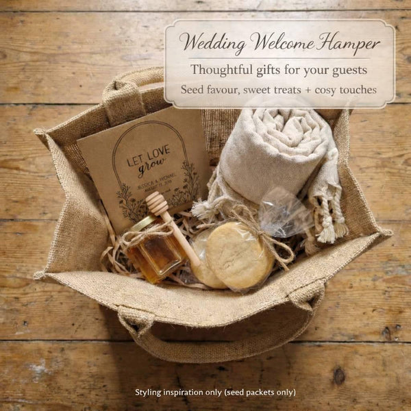 Personalised Wedding Seed Packets Favours | Kraft Press & Seal Envelopes | Names & Date | 70% Recycled - Sticksy Prints Australia