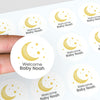 Welcome Baby Moon & Stars Stickers – Personalised Celestial Baby Shower Labels