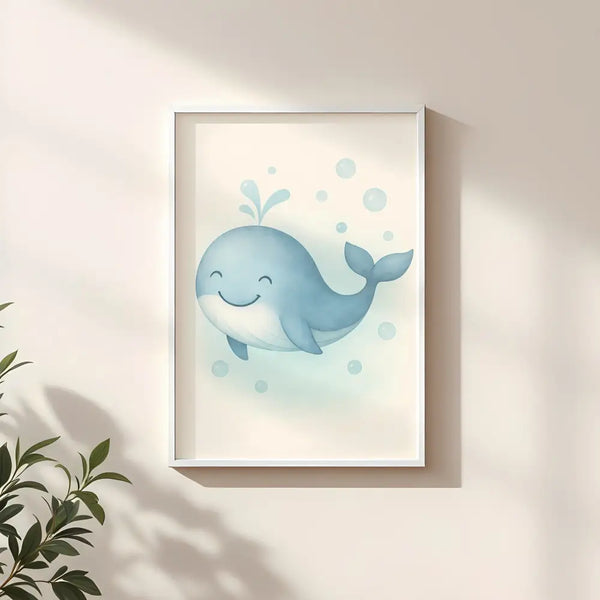 Whale Nursery Wall Art Print | Ocean Animal Watercolour | Digital Download