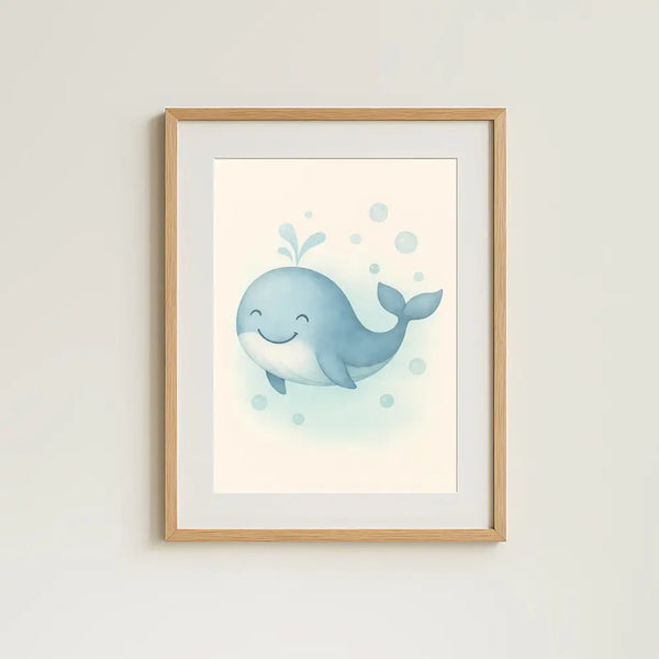 Whale Nursery Wall Art Print | Ocean Animal Watercolour | Digital Download