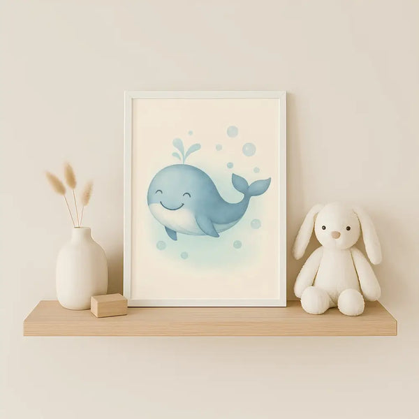 Whale Nursery Wall Art Print | Ocean Animal Watercolour | Digital Download