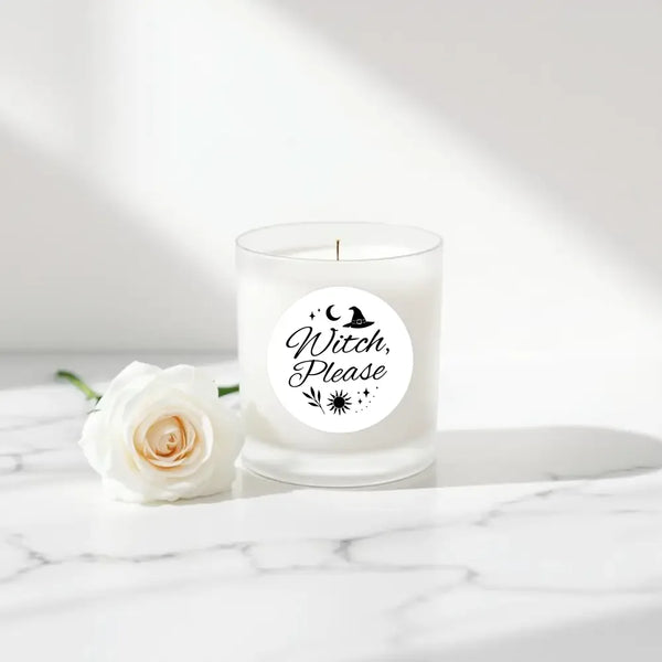 “Witch, Please” (Black & White Edition Candle Label Stickers - Sticksy Prints Australia