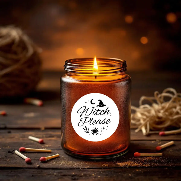 “Witch Please” (Black & White Edition Candle Label Stickers