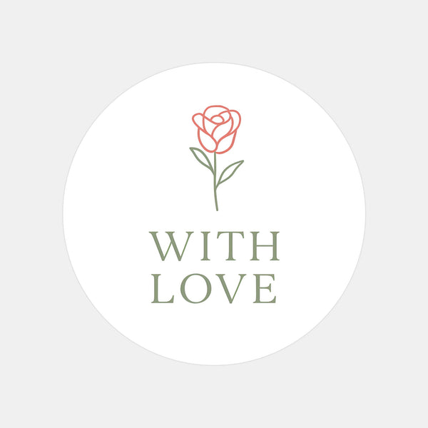 With Love Rose Stickers – Elegant Valentine Gift Seals