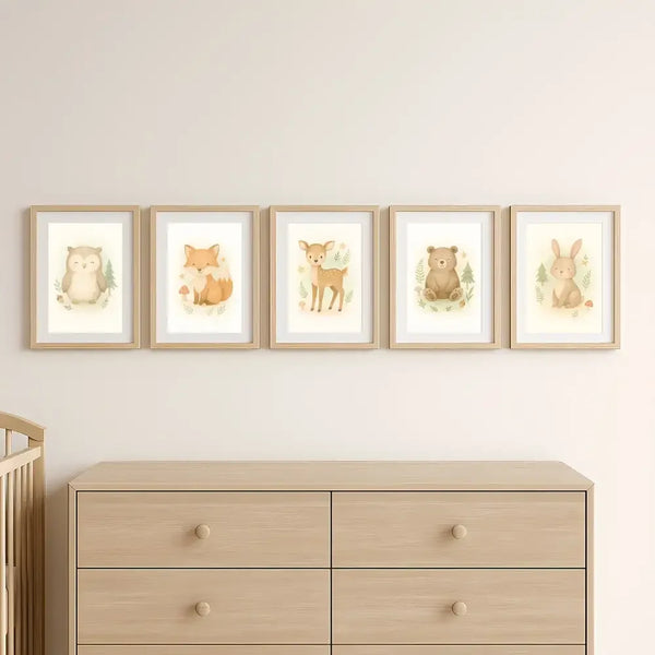 Woodland Animal Wall Art Set – PDF Printable Digital Download - Sticksy Prints Australia