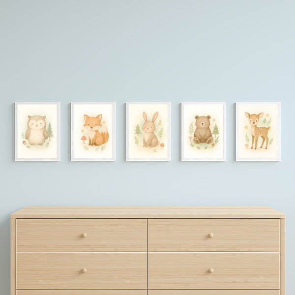Woodland Animal Wall Art Set – PDF Printable Digital Download