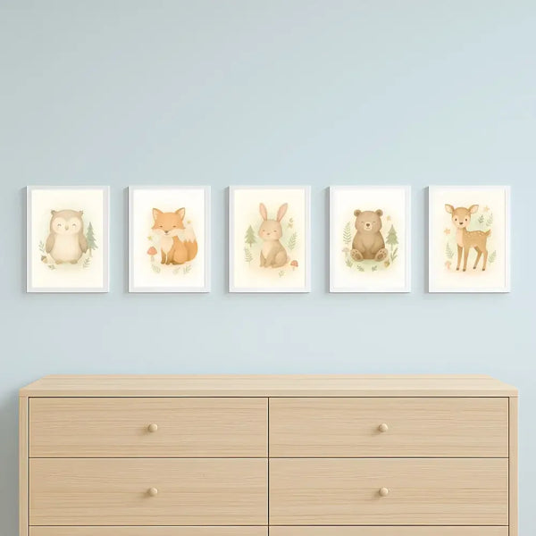 Woodland Animal Wall Art Set – PDF Printable Digital Download - Sticksy Prints Australia