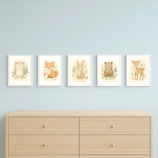 Woodland Animal Wall Art Set – PDF Printable Digital Download