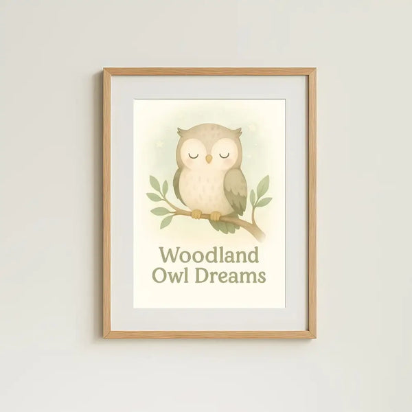 Woodland Owl Dreams Nursery Wall Art Print – Sleepy Owl Printable (Digital Download) - Sticksy Prints Australia