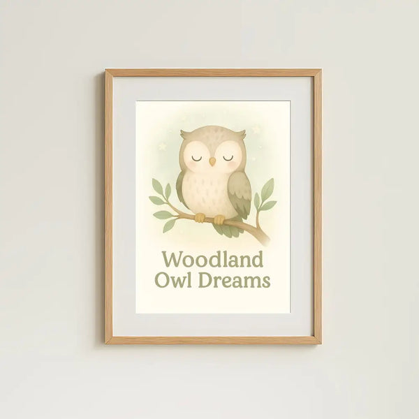 Woodland Owl Dreams Nursery Wall Art Print – Sleepy Owl Printable (Digital Download)