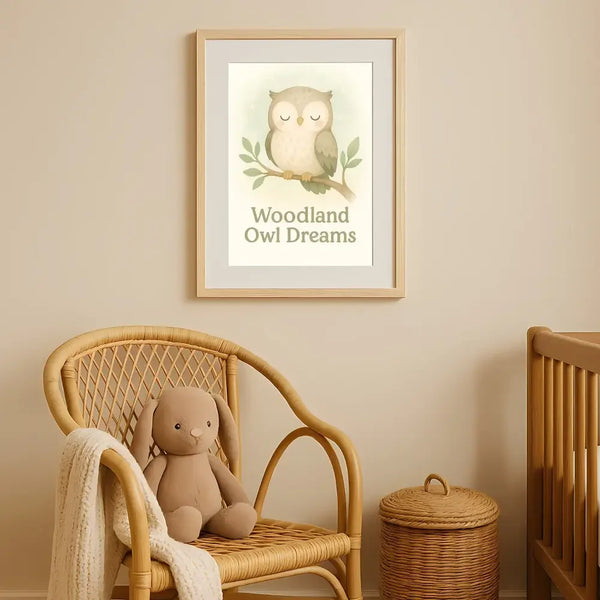 Woodland Owl Dreams Nursery Wall Art Print – Sleepy Owl Printable (Digital Download) - Sticksy Prints Australia