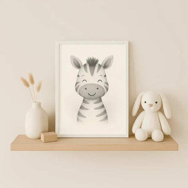 Zebra Nursery Wall Art Print – Safari Animal Watercolour (Digital Download) - Sticksy Prints Australia