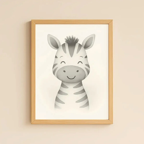 Zebra Nursery Wall Art Print – Safari Animal Watercolour (Digital Download) - Sticksy Prints Australia