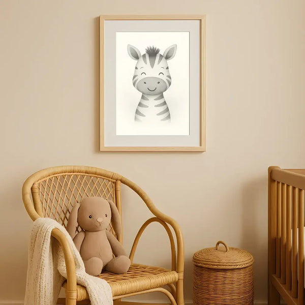 Zebra Nursery Wall Art Print – Safari Animal Watercolour (Digital Download) - Sticksy Prints Australia