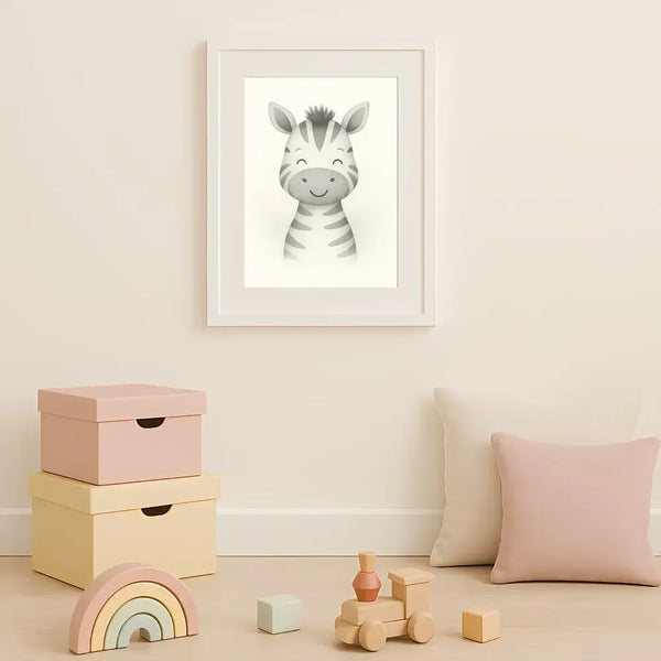 Zebra Nursery Wall Art Print – Safari Animal Watercolour (Digital Download) - Sticksy Prints Australia