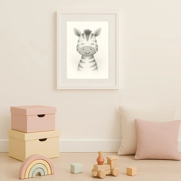 Zebra Nursery Wall Art Print – Safari Animal Watercolour (Digital Download)