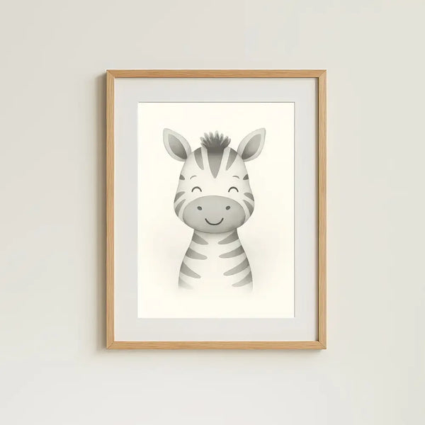 Zebra Nursery Wall Art Print – Safari Animal Watercolour (Digital Download) - Sticksy Prints Australia