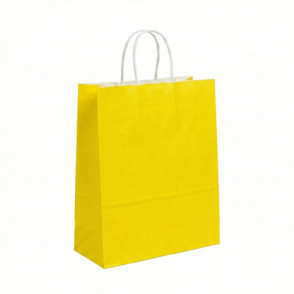 20pcs Yellow Kraft Paper Gift Bags with Handles - Small 15x21cm Eco-Friendly Carry Bag for Party Favours & Retail - Sticksy Prints Australia