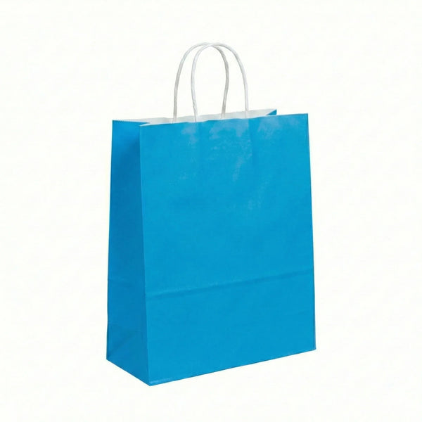 20pcs Blue Kraft Paper Gift Bags with Handles - Small 15x21cm Eco-Friendly Carry Bag for Party Favours & Retail - Sticksy Prints Australia