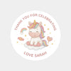 Personalised Kids Birthday Sticker Labels Baby Unicorn