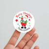 Personalised Kids Christmas Sticker Labels Santa Holding Gifts