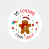 Personalised Kids Christmas Sticker Labels Gingerbread Man Festive
