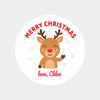 Personalised Kids Christmas Sticker Labels Reindeer Merry Christmas