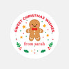Personalised Kids Sticker Labels Sweet Christmas Wishes Gingerbread Man