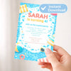 Editable Pool Party Birthday Invitation – Canva Template (4×6 inch) - Sticksy Prints Australia
