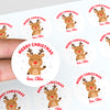 Personalised Kids Christmas Sticker Labels Reindeer Merry Christmas