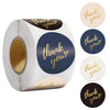 500x “Thank You” Stickers 1 Inch (2.5cm) Blue & Gold Round Sealing Labels on Roll - Sticksy Prints Australia