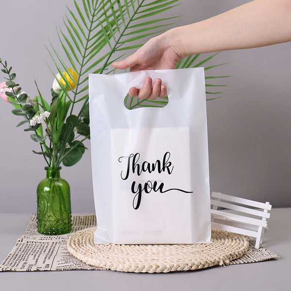 100pk White Thank You Gift Bags for Guests | 3 Sizes