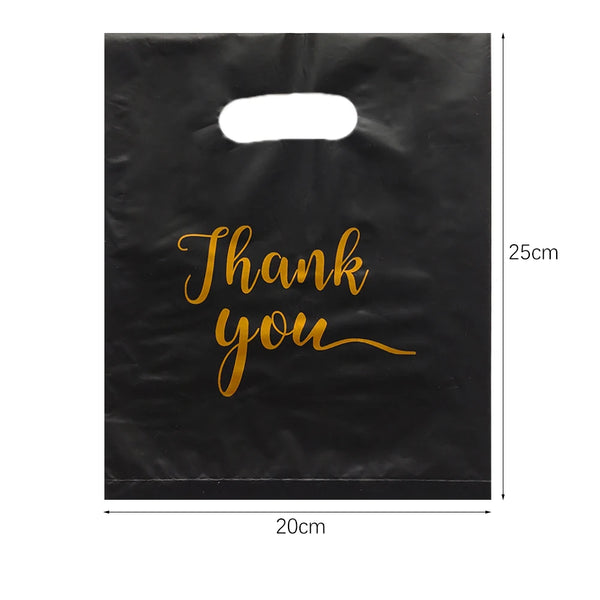 100pk Black Thank You Gift Bags for Guests | 3 Sizes