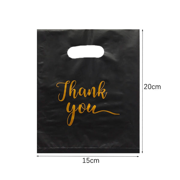 100pk Black Thank You Gift Bags for Guests | 3 Sizes