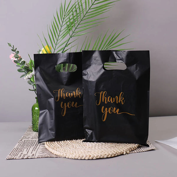 100pk Black Thank You Gift Bags for Guests | 3 Sizes