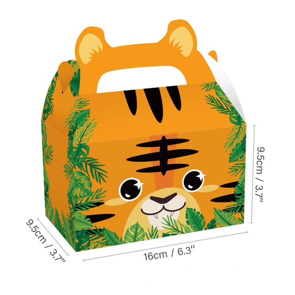 24Pcs Jungle Safari Animal Party Favor Boxes - Portable Cardstock Treat Gift Bags for Kids Birthday, Baby Shower & Events - 6 Cute Styles - Sticksy Prints Australia