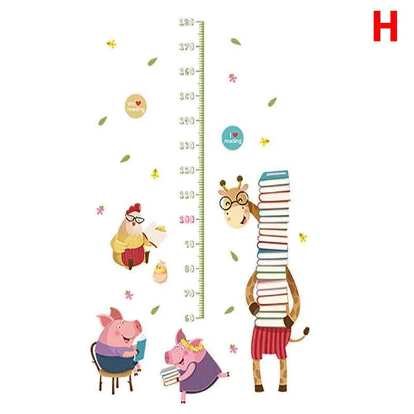 Reading Corner Growth Chart - Giraffe & Books Wall Sticker - Sticksy Prints Australia