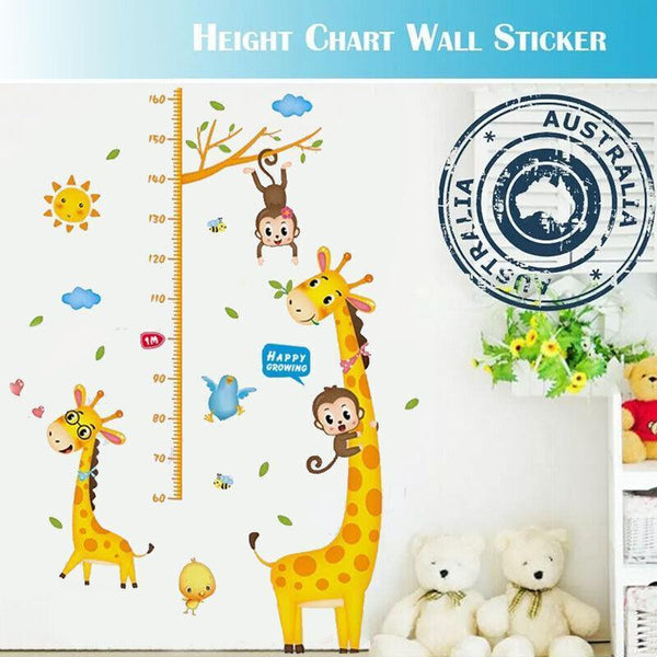 To Grow Taller" Giraffe & Monkey Height Chart - Wall Sticker - Sticksy Prints Australia