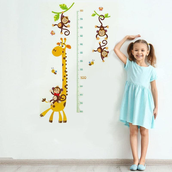 To Grow Taller" Giraffe & Monkey Height Chart - Wall Sticker - Sticksy Prints Australia