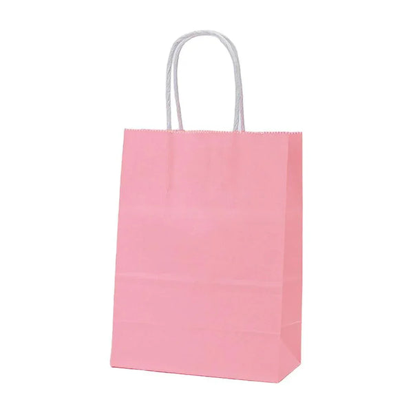 20pcs Pink Kraft Paper Gift Bags with Handles - Small 15x21cm Eco-Friendly Carry Bag for Party Favours & Retail - Sticksy Prints Australia