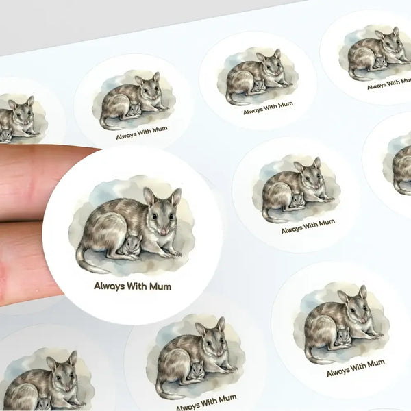Always With Mum Sticker – Eastern Barred Bandicoot Mother & Joey Tasmanian Wildlife Sticker - Sticksy Prints Australia